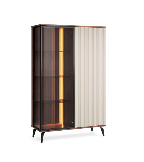 Ensemble meuble TV VICI couleur Cachemire / Noyer Warmia